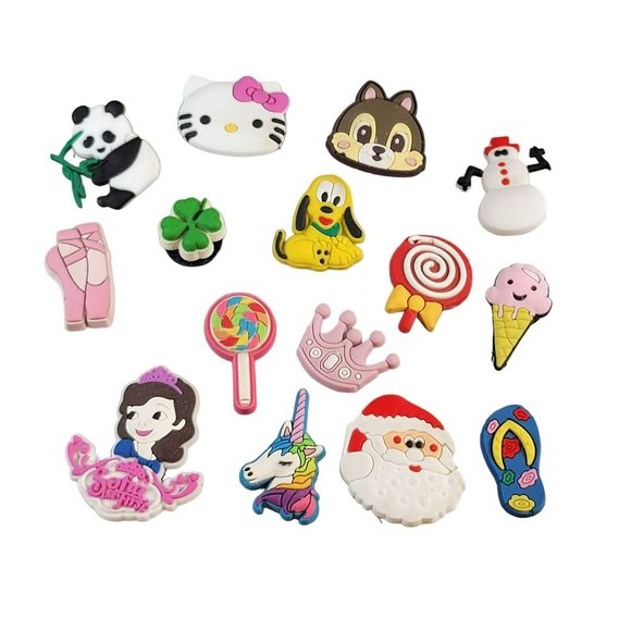 Crocs Charms Jibbitz Other Brands Crown Kitty Sofia Unicorn Ballet Lot Of 15 - Picture 1 of 6